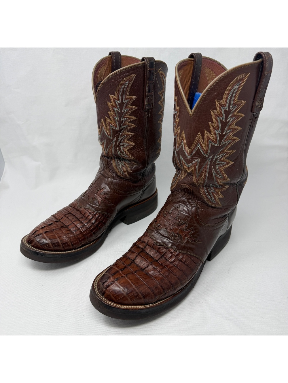 Lucchese 2000 Men's Brown Hornback Caiman Exotic Western Boots 10.5D T4355HD